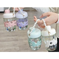 À la mode Double tasse à boire bouteille d'eau en verre perle chaîne poignée Simple Portable publicité cadeau pour le dos école Applicable