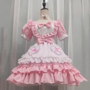 Sexy Lolita Plus Size Pink Maid Dress Japanese Sweet Women Kawaii Dress Role Play Costume Halloween Party Cosplay Anime Maid New