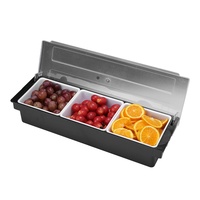 Heavybao Bar Condiment Caddy 6 compartiments Récipient De Service Sauce Fruit Caddy Snacks Plateau Condiment Titulaires Distributeur De Fruits