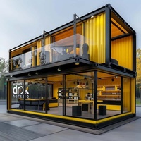 Magasin de conteneurs préfabriqués modernes avec grand écran en verre et design d'intérieur élégant Retail ou Cafe Business