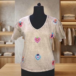 T-shirt en coton à col en V pour femmes, fabricant en gros, prix imbattable - Product Image 5
