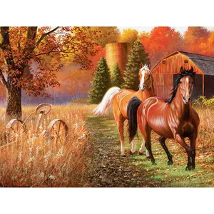 HUACAN Diamant malerei Pferd Tier Stickerei Haus Bilder von Strass Mosaik Herbst handgemachte Geschenk Dekor für Zuhause