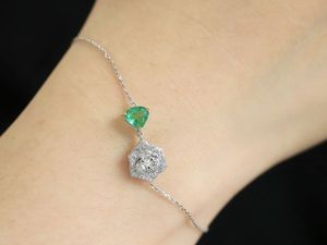 Xinfly Diamond 18k Real Gold Vivid Green 0.5ct Emerald Earl <b>Flower</b> Heart <b>Bracelets</b> Fashion Jewelry - Product Image 4