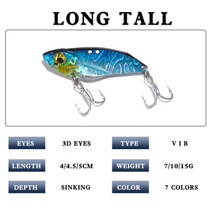 Leurres de pêche 7g, 10g, 15g, VIB métalliques, leurres rigides à lame rotative avec hameçons triples, yeux 3D, <span class=keywords><strong>cuillères</strong></span> de pêche <span class=keywords><strong>pour</strong></span> achigan, brochet et <span class=keywords><strong>truite</strong></span> - Product Image 2