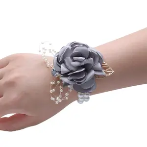 2024 Fashion Girl Party Prom Artificial Silks Wedding Bridesmaid Bride Gifts For Children Dance Hand Wrist Flowers
