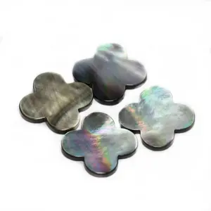 Wholesale Price 6mm Natural Grey Shell clover loose stones Four Leaf Clover Shape stone