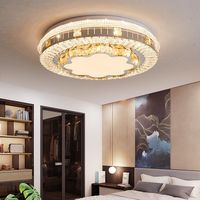 Lampe LED créative en cristal pour chambre à coucher, lampe ronde moderne et simple, télécommande vocale intelligente, lampe de luxe pour salle d'étude, lumière chaude