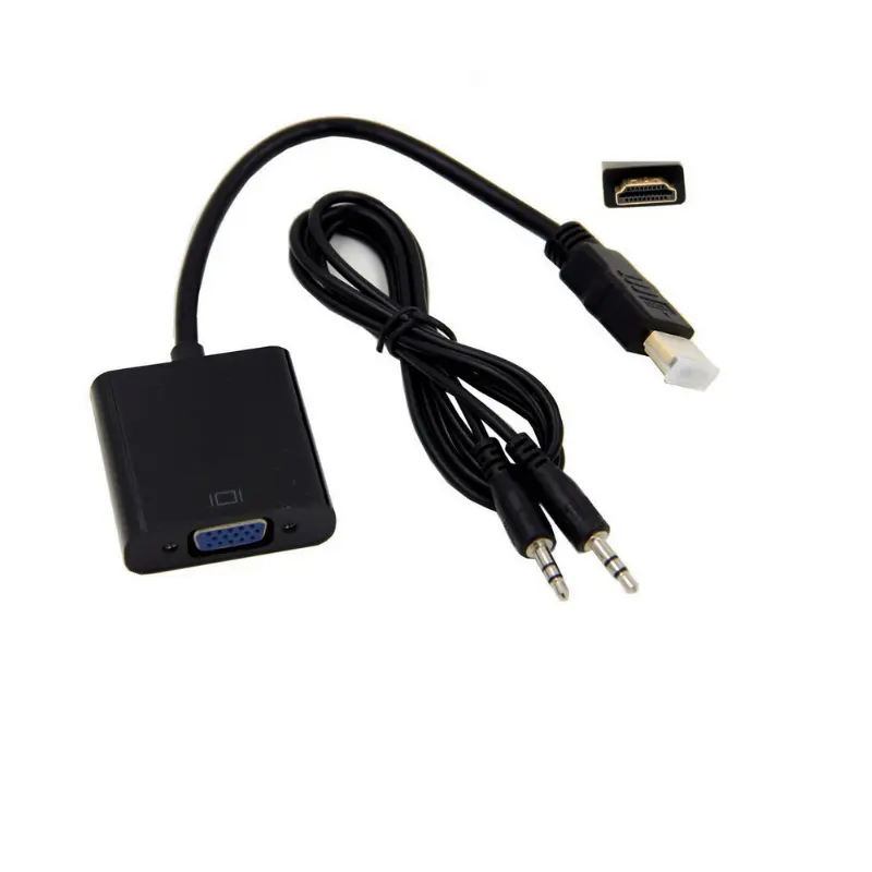 Gold Plated 1080P HD to VGA Adapter Cable with 3.5mm Audio Cable Male to Female compliant cable HDTV video converter