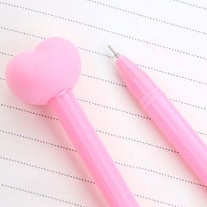 Promotional Creative Girl's Love Heart Shaped Pink Plastic Gel <b>Pen</b> With Manufacturer Printed Customized Logo for Student - Product Image 4