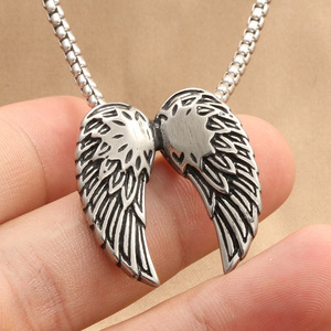 Yunnique – collier avec pendentif aile d'ange en acier inoxydable pour hommes, Style Punk rétro, Design géométrique, 280360 - Product Image 4