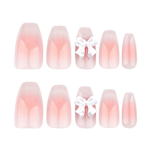 Precio barato Producto <span class=keywords><strong>de</strong></span> belleza Sweet Blush French Cat-Eye Bow <span class=keywords><strong>Ballet</strong></span> Shoes Almond Nails Autoadhesivo para prensa en las uñas - Product Image 4