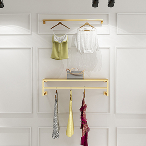 Estantes Metálicos Dorados <span class=keywords><strong>para</strong></span> Colgar Ropa en la Pared, <span class=keywords><strong>para</strong></span> <span class=keywords><strong>Tiendas</strong></span> de Moda, Muebles <span class=keywords><strong>para</strong></span> <span class=keywords><strong>Tiendas</strong></span> de Ropa - Product Image 3