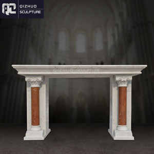 Dimensioni personalizzate semplice e moderno antico chiesa pietra naturale religioso colore misto rosso e bianco marmorizzato tavolo da altare in vendita - Product Image 1