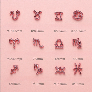 Recién llegado, 12 Constelaciones rosas sin anillos circulares y diamantes con incrustaciones de 12 signos del zodiaco, decoración de <span class=keywords><strong>uñas</strong></span> de aleación - Product Image 4