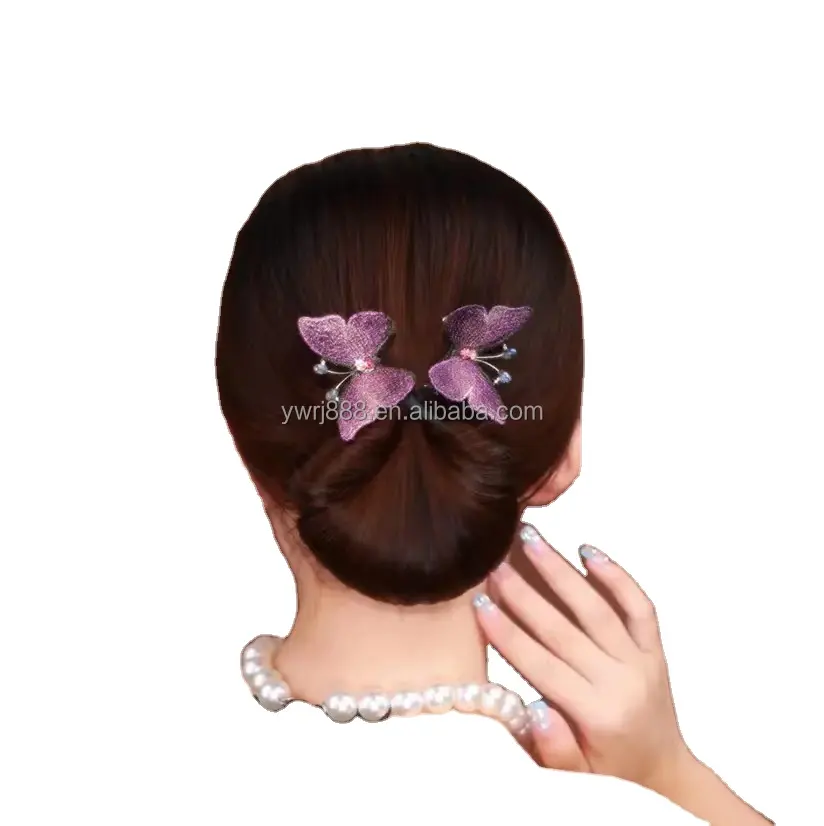 2022 TikTok's same copper alloy hair accessories dreamy purple temperament double butterfly dish hairdresser
