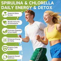Compléments alimentaires naturels en spiruline, chlorelle et chlorophylle, sans sucre, sous marque privée SDY OEM, 2 gommes par jour, énergie et antioxydants.