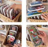 Étui rigide en plastique transparent avec double fermeture éclair, pochette rigide portable, organiseur de voyage pour le rangement des jouets