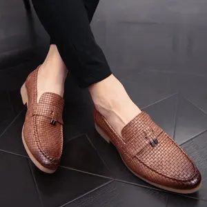 Sepatu Bisnis Formal Pria, Alas Kaki Slip-On Kasual Datar Oxford Santai Lembut Modis 38-47