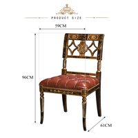 Chaise d'appoint en bois massif de style chinoiserie Yips LD-1203-0756, motif paysage peint à la main, design antique moderne du milieu du siècle, pour salle à manger