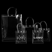 Sac en plastique transparent en PVC recyclable pour fleurs, cadeaux, emballage de vin rosé, sacs de transport pour café, sacs de shopping avec poignée