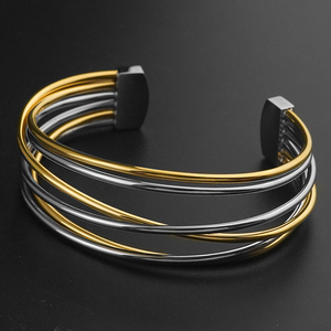 Pulsera de Moda de Acero Inoxidable para Mujer, Pulsera Cruzada Multicapa Abierta Ajustable, Estilo Hip Hop, Hueca, Calidad de Fábrica - Product Image 6