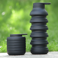 Gobelet d'eau pliable en silicone, grande capacité, bouteille d'hydratation pour les voyages en plein air, résistant aux hautes températures, de qualité alimentaire, portable