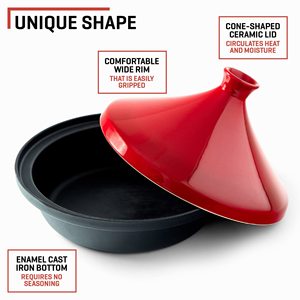 Tagine <span class=keywords><strong>marocain</strong></span> en fonte émaillée personnalisé à bas <span class=keywords><strong>prix</strong></span>, pot à tajine, casserole avec couvercle - Product Image 1