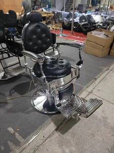 Chaise de barbier robuste, style ancien, couleur argent, prête à être expédiée, chaise de salon, chaise royale, capacité de charge 400 kg - Product Image 6