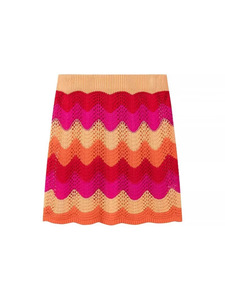 AliExpress Cross-border Summer New Casual Loose Lapel Polo Collar Single-breasted Striped Sweater Mesh Skirt Knitted Set for - Product Image 3
