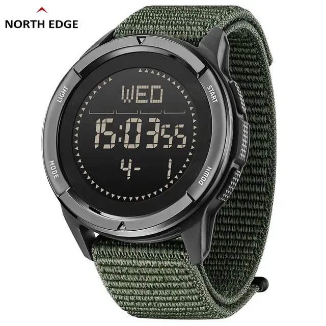 NORTH EDGE ALPS Men's Carbon Fiber Digital Watch Shock Military Sports Men Watches Outdoor Compass Waterproof 50M GPS Clock