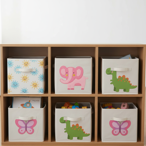 Caja <span class=keywords><strong>de</strong></span> Almacenamiento Plegable con Bordado <span class=keywords><strong>de</strong></span> Elefante para Niños, Organizador <span class=keywords><strong>de</strong></span> Juguetes con Asa para Almacenamiento en el Hogar - Product Image 1