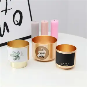 Maxery Nhôm Candle Holder Đèn Lồng Trang Trí Kim Loại Vàng Xi Lanh Bảng Trang Trí Lãng Mạn Candle Holders