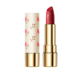 Eigenmarke florales Glück-Makeup Lippenstift hochfarbige wasserfeste langanhaltende rote Samtformel matter Lippenstift-Glanz