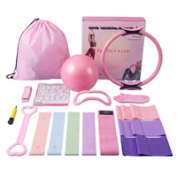 Lot de 16 pièces pour le fitness à domicile : Anneau de Pilates, Ballon de yoga, Bande de résistance – Équipement complet pour l'entraînement et le remodelage corporel à domicile