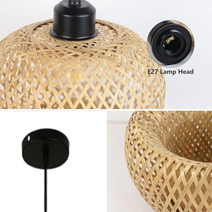Minimalist <strong>Boho</strong> Rattan Pendant <strong>Light</strong> Handmade Woven Bamboo <strong>Ceiling</strong> Chandelier Eco-Friendly Modern Lighting for Home Decoration - Product Image 3