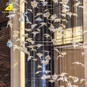 Lampadario Personalizzato a Forma di Scultura di Pesci in Vetro Grande, Lampada a Sospensione LED Moderna a Forma di Pesce, Luce Bianca Calda per Hall di Hotel, Villa di Lusso, Resort - Product Image 5