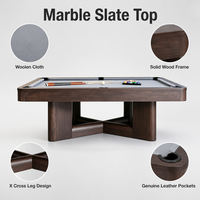 Table de billard à plateau en marbre et pieds croisés en bois massif, taille personnalisée, luxe, pour salle de jeux à domicile, avec poches en cuir TP-Z913