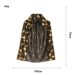 Cape d'Halloween pour enfants, imprimé dessin animé, vêtements de scène unisexes, largeur 100 cm - Product Image 5