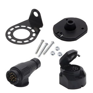 European Style 13 Pin Trailer <b>Socket</b> Set With Mounting Bracket And <b>Screws</b> For RV Car Use IP66 Waterproof - Product Image 1