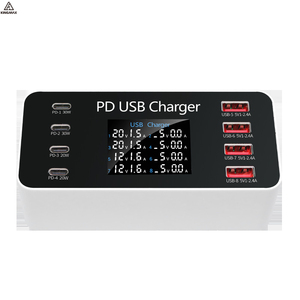 A9 PD Pantalla multifuncional Inteligente 8 puertos múltiples USB Tipo-C Estación de carga rápida QC3.0 Adaptador de cargador de carga rápida - Product Image 1