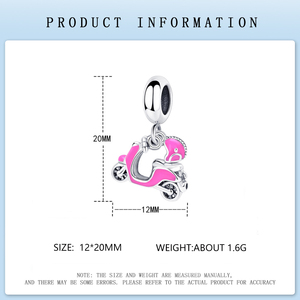 Bonito Colgante <span class=keywords><strong>de</strong></span> Casco <span class=keywords><strong>de</strong></span> Motocicleta/Scooter <span class=keywords><strong>de</strong></span> Plata <span class=keywords><strong>de</strong></span> Ley 925 con Esmalte Rosa, Compatible con Pulseras y Collares <span class=keywords><strong>Originales</strong></span> - Product Image 2
