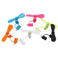 Mini ventilateur de refroidissement portable 2-en-1 pour téléphone, Type-C et Micro-USB, petit ventilateur de refroidissement pour iPhone/Android, cadeau promotionnel avec logo personnalisé