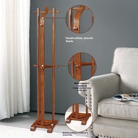Porte-manteau sur pied en bois massif pour chambre et salle de bain, support flexible pour vêtements et chapeaux