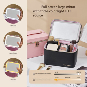 Caja <span class=keywords><strong>de</strong></span> Cosméticos <span class=keywords><strong>de</strong></span> PU Personalizada con Espejo LED, Organizador <span class=keywords><strong>de</strong></span> Cosméticos Impermeable <span class=keywords><strong>de</strong></span> Gran Capacidad y <span class=keywords><strong>Maleta</strong></span> <span class=keywords><strong>de</strong></span> <span class=keywords><strong>Maquillaje</strong></span> para Mujer - Product Image 3