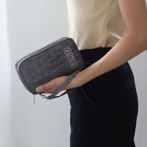 กระเป๋าเก็บสายดาต้าพกพาแบบขายส่ง กระเป๋าเก็บหูฟังสำหรับเดินทาง ทนทาน ผลิตจากผ้า Oxford 300D กระเป๋าจัดระเบียบอุปกรณ์ชาร์จโทรศัพท์มือถือ - Product Image 3