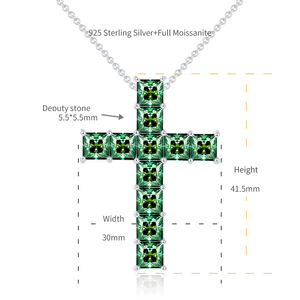 Ruizuan 925 plata esterlina Mossanite <span class=keywords><strong>Cruz</strong></span> colgante verde Hip Hop joyería <span class=keywords><strong>con</strong></span> cadena <span class=keywords><strong>de</strong></span> eslabones chapada en <span class=keywords><strong>oro</strong></span> al por mayor - Product Image 6