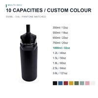 Bouteille d'eau isotherme en acier inoxydable avec couvercle à paille rabattable 32oz 1000ml sans BPA anti-fuite pour la salle de sport, les clubs et les acheteurs en gros
