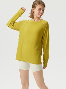 Haut de yoga pour femme respirant à séchage rapide, manches longues, extensible, col rond, vêtement de sport - Product Image 4