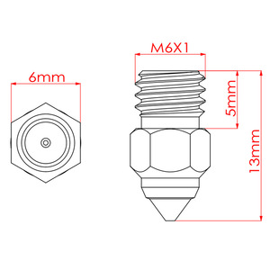 Boquilla de cobre, cromo y circonio Ender-3 Cr-6se de 0,4 mm Mk8 para impresora 3D - Product Image 2
