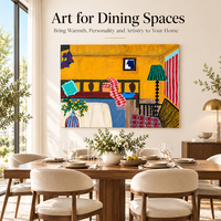 Grande Peinture Murale Naive Jaune pour Intérieur, Table à Manger, Lampe Fruit Orange, Rideau, Toile, Art Mural